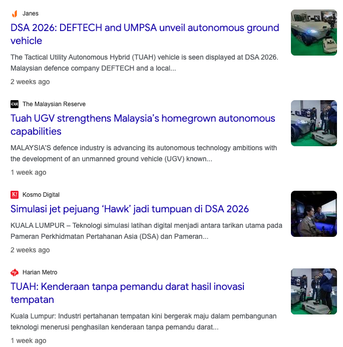 International news coverage of TUAH UGV from Belgium, India, USA and UK